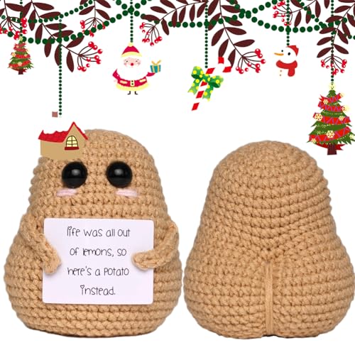 Fiorky Pocket Hug Positive Potato, Mini-Plüsch Figuren Lustige Positive Kartoffel Puppe, Kreative Strickwolle Kartoffel Puppe Geschenke for Freundin Familie Freund von Fiorky