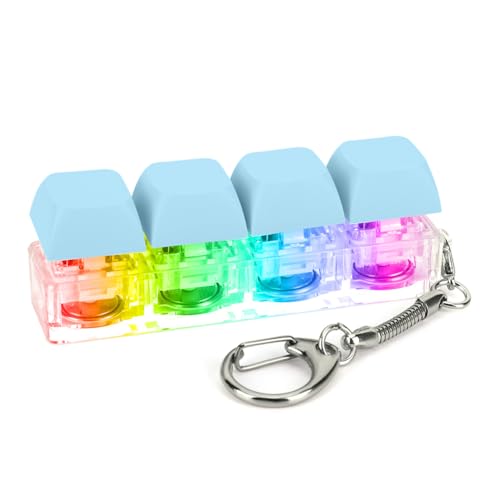 Fiorky Tastatur-Zappel-Schlüsselanhänger, 4 Tasten, Tastatur-Dekompressionsspielzeug mit LED-Licht, Tastatur-Klicker-Spielzeug, DIY-Knopf-Stressabbau for Erwachsene, um Stress abzubauen, sic von Fiorky