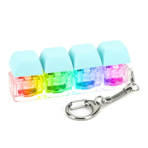 Fiorky Tastatur-Fidget-Spielzeug, Fidget-Spielzeug, Schlüsselanhänger, 4 Tasten, Tastatur-Dekompressionsspielzeug mit LED-Licht, Tastatur-Fidget-Spielzeug, DIY-Knopf, Stressabbau Erwachsene von Fiorky