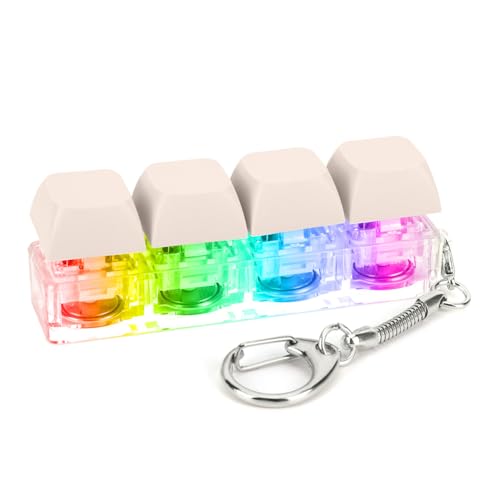 Fiorky Tastatur-Fidget-Spielzeug, Fidget-Spielzeug, Schlüsselanhänger, 4 Tasten, Tastatur-Dekompressionsspielzeug mit LED-Licht, Tastatur-Fidget-Spielzeug, DIY-Knopf, Stressabbau Erwachsene von Fiorky