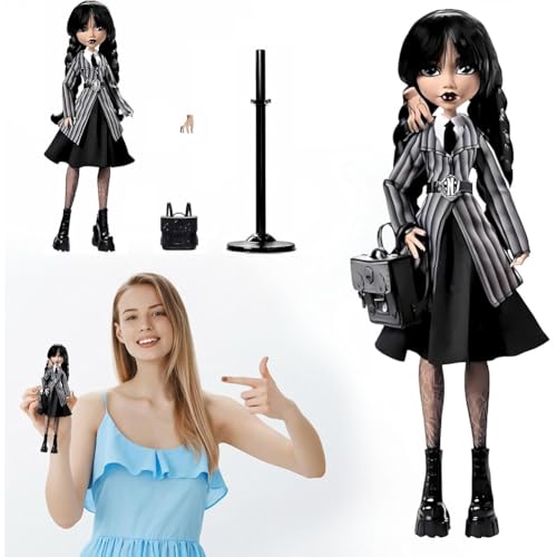 Monster High Wednesday Puppe mit Accessoires, Addams Family Sammelfigur in Nevermore Academy Uniform, Halloween Weihnachts Deko,Weihnachts Geschenke von Fiorky