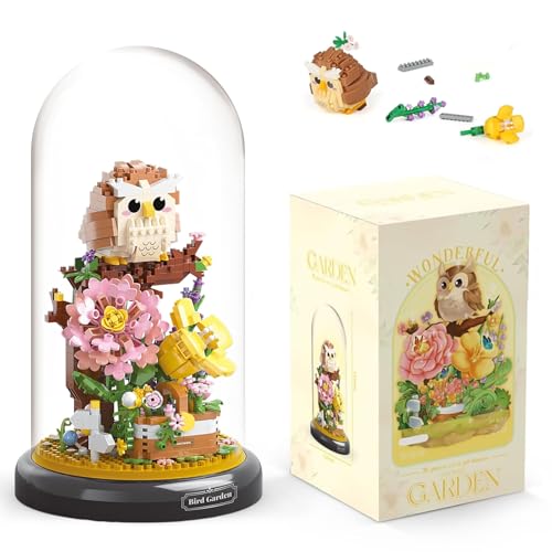 Fiotha Eule Bauspielzeug, Blumen Bausteine Set, Eule Bausatz, Mini Baustein Set, Bausteine, Mit Schutzhülle, Kreatives Spielzeug für Kinder ab 6 Jahren, Geschenkidee (1123 Teile) von Fiotha