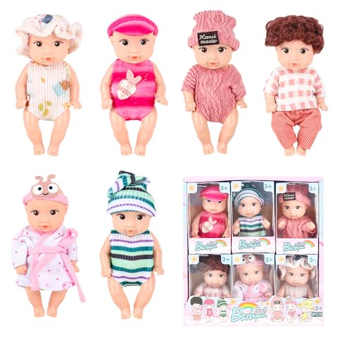 Fiotha Mini Reborn Puppen, Mini-Babypuppe, 3,5 Zoll Reborn Baby Dolls, New Born Baby Puppe, PVC-Material, Realistische, Mini Baby Puppe für Mädchen, Kleinkinder und Kinder von Fiotha