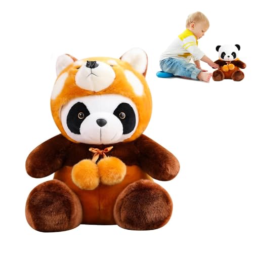 Fiotha Roter Panda Kuscheltier, 25 cm Roter Panda, Roter Panda Klüschtier, Waschbär Verwandelt Sich in Einen Red Panda, Roter Panda Plüschtier, Red Panda Plush, Geschenke für Kinder Weihnachten von Fiotha