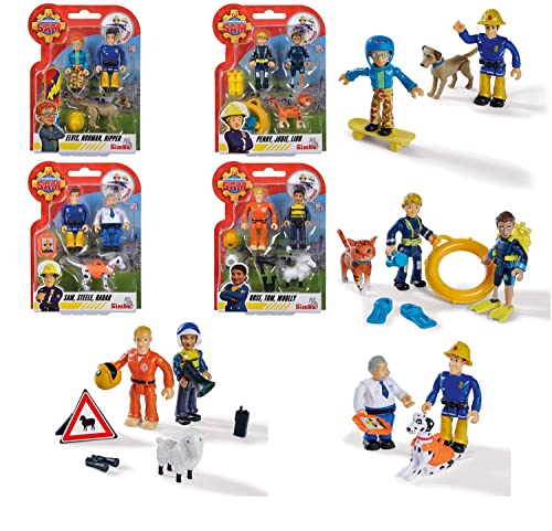 Auswahl: Simba - Feuerwehrmann Sam Figuren Set - Doppelpack mit Tier - Serie 4 - Actionfigur Norman Steele Penny (Komplettsatz) von Fireman Sam