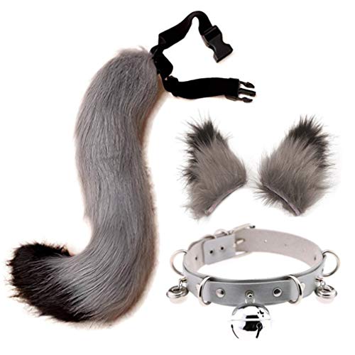 STAR FIRE Halloween Party Cosplay Fuchs Schwanz Ohren Persönlichkeit Glockenhals Kragen Kostüm Party Cosplay Set verstellbaren Fuchs Schwanz (50-012/Schwanzlänge 50cm) von STAR FIRE