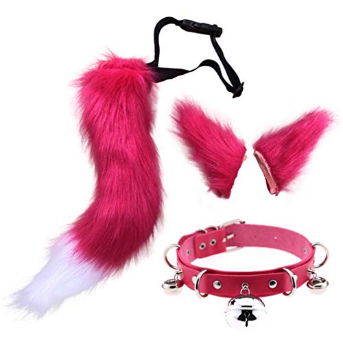 STAR FIRE Halloween Party Cosplay Fuchs Schwanz Ohren Persönlichkeit Glockenhals Kragen Kostüm Party Cosplay Set verstellbaren Fuchs Schwanz (50-013/Schwanzlänge 50cm) von STAR FIRE