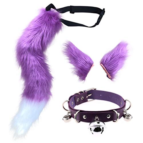 STAR FIRE Halloween Party Cosplay Fuchs Schwanz Ohren Persönlichkeit Glockenhals Kragen Kostüm Party Cosplay Set verstellbaren Fuchs Schwanz (50-019/Schwanzlänge 50cm) von STAR FIRE