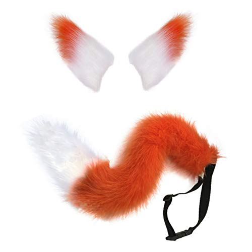 STAR FIRE Halloween Party Cosplay Fuchs Schwanz Ohren Persönlichkeit Glockenhals Kragen Kostüm Party Cosplay Set verstellbaren Fuchs Schwanz (65-03/Schwanzlänge 65cm) von STAR FIRE