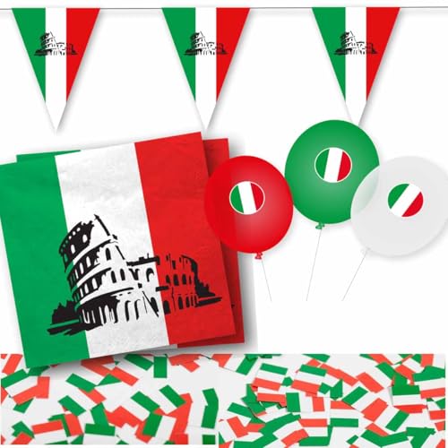 Dekoset Italien Servietten, Wimpelkette, Konfetti, Ballons // Italien Dekoration // Italien Servietten // Italien Wimpelkette von Firlefantastisch Der Partyshop