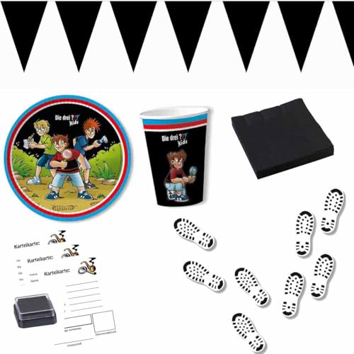 Firlefantastisch Der Partyshop Partyset Die DREI ??? Kids mit Fingerabdruckstempel für 8 Kinder // Die DREI Fragezeichen Kids Partybox von Firlefantastisch Der Partyshop