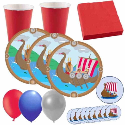 Partyset * Wikinger * 54tlg. // Wikinger Partydekoration // Kindergeburtstag Wikinger Partyset von Firlefantastisch