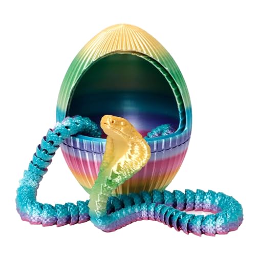 3D-gedruckte Eier mit Schlange im Inneren, 61 cm großes, bewegliches Schlangen-Ei-Zappelspielzeug, Flexibles bewegliches Schlangen-Schreibtischspielzeug, Heimdekoration für Jungen und Kinder von Firulab