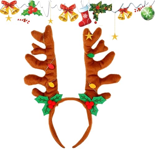 Firulab Weihnachtsgeweih-Stirnband - Haarbänder Glocken-Rentier-Stirnbänder - Haarspangen, Weihnachts-Haarschmuck, Kopfschmuck, Festtagskleid, Kostüm, Partygeschenk für Kinder und Erwachsene von Firulab