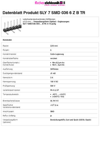 Fischer Elektronik Stiftleiste (Standard) Anzahl Reihen: 1 10164903 650St. von Fischer Elektronik