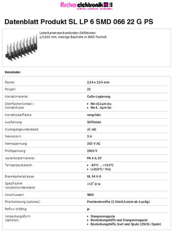 Fischer Elektronik Stiftleiste (Standard) Anzahl Reihen: 2 10059348 10St. von Fischer Elektronik