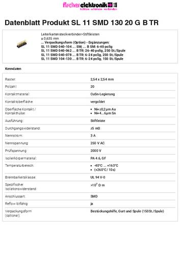 Fischer Elektronik Stiftleiste (Standard) Anzahl Reihen: 2 10139580 150St. von Fischer Elektronik