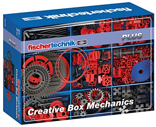 fischertechnik 554196 Creative Box Mechanics - eine spezielle Auswahl an Antriebs- und Getriebeelementen - Inhalt: 290 Bauteile, Grundplatte, zwei stapelbare Kunstoffwannen für die Aufbewahrung von fischertechnik