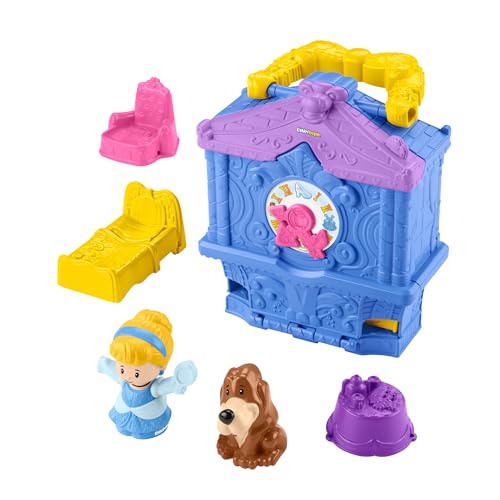 Disney Princess Cinderella Spielset für unterwegs für Kleinkinder mit Hülle zum Mitnehmen und 2 Little People Figuren für Kinder ab 18 Monaten, HWB35 von Fisher-Price