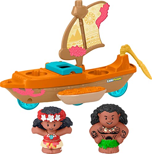 Fisher-Price Little People Kleinkindspielzeug Disney Prinzessin Moana & Mauis Kanu Segelboot mit 2 Figuren ab 18 Monaten von Fisher-Price