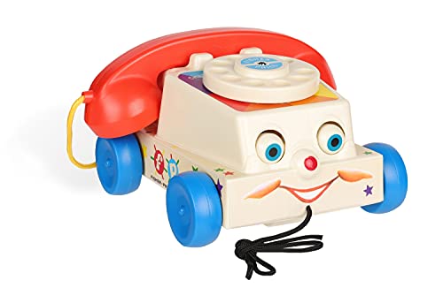 Fisher Price Classics 1694 Chatter-Spielzeugtelefon, Retro-Nachziehspielzeug für Babys, Kleinkind-Telefon, Rollenspiel für Kinder, Baby-Telefon, Retro-Spielzeug Geschenk ab 1 Jahr von Basic Fun