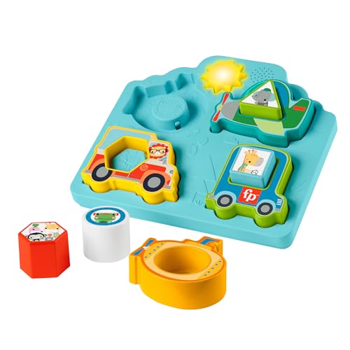 Fisher-Price Fahrzeugpuzzle Formen und Geräusche - Formensortierspielzeug mit 40 Liedern und Geräuschen, inklusive Lichter für interaktiven Spielspaß, ab 9 Monaten, HRP31 von Fisher-Price