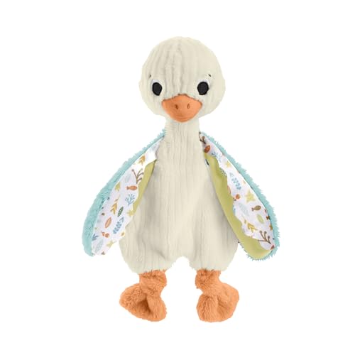 Fisher-Price Schmusegans - Weiche Plüschgans zum Kuscheln und ideal für Unterwegs, waschbar, fördert Tast- und Hörsinn, Feinmotorik und sensorische Fähigkeiten, für Neugeborene, HRB16 von Fisher-Price