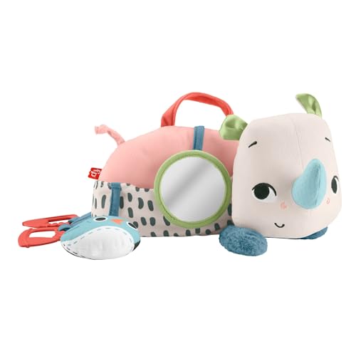 Fisher-Price Spielzeug für Neugeborene Planet Friends Neugieriges Bauchlage-Nashorn Plüschtier mit sensorischen Aktivitäten für Babys ab 0 Monaten, HYR55, [Mehrfarbig] von Fisher-Price