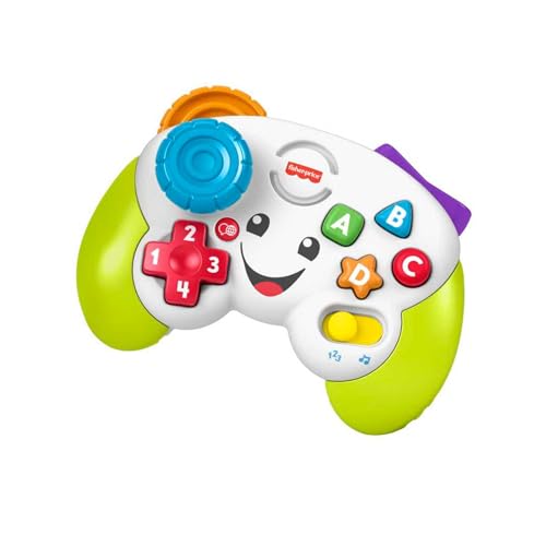 Fisher-Price Lernspaß Spiel-Controller für Babys und Kleinkinder in Grün, Videospiel-Attrappe mit Musik und Leuchtfunktion für Babys ab 6 Monaten, Version: Englisch; Italienisch; Portugiesisch; Spanisch, HHX11 von Fisher-Price