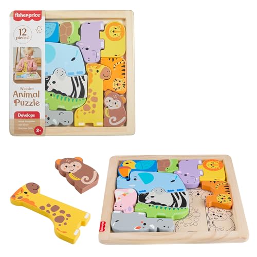 Fisher-Price 2-in-1-Tierwelt aus Holz, Aktivität zum Sortieren von Formen für Kindergartenkinder ab 2 Jahren, JFG10 Fisher-Price 2-in-1-Tierwelt aus Holz, Aktivität zum Sortieren von Formen für Kindergartenkinder ab 2 Jahren, JFG10 von Fisher-Price