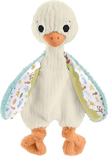 Fisher-Price Baby Sensory Toy Snuggle Up Goose Plüschtier mit Schellen für Neugeborene, maschinenwaschbar von Fisher-Price