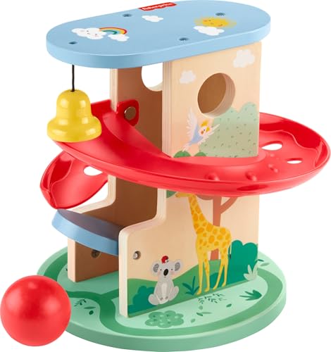 Fisher-Price Baby & Kleinkind Spielzeug Holz Baumhaus Ball Run, 2 Holzteile für Säuglinge ab 9 Monaten von Fisher-Price