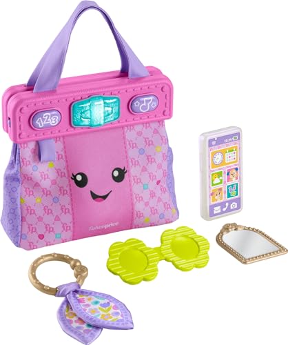 Fisher-Price Baby-Lernspielzeug Lachen & Lernen Geldbörse, Going Places Tasche mit 4 Pretend Play Zubehör für Säuglinge & Kleinkinder ab 6 Monaten, HTW89 von Fisher-Price