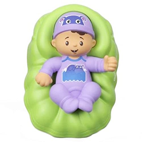 Fisher-Price Ersatzteil Little People Big Helpers Family FTL14 - Ersatz hispanische Babyfigur im grünen Korb mit lila Outfit von Fisher-Price