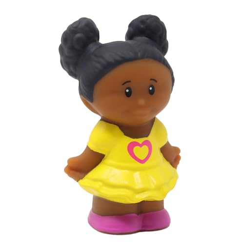 Fisher-Price Ersatzteil für Sammlerstück Little People Puppenhaus Spielset Y8206 - Ersatz afroamerikanisches Mädchen Tessa Figur trägt gelbes Kleid mit Herz von Fisher-Price