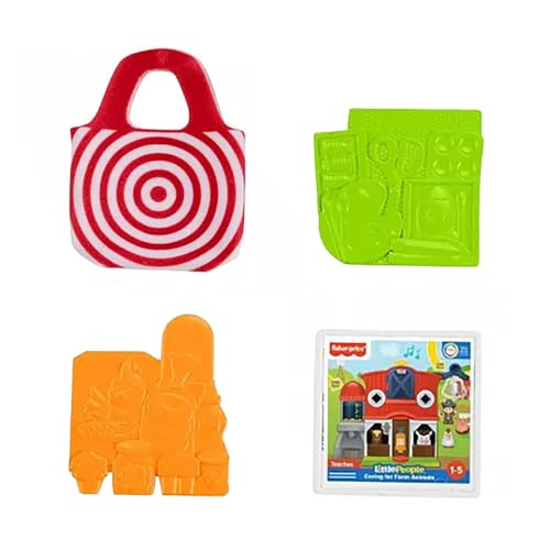 Fisher-Price Ersatzteil für Sammlerstück Little People Target Run Puppenhaus Spielset HXX97 - Ersatz rot und weiß Einkaufstasche und 3 Merchandise-Quadrate von Fisher-Price