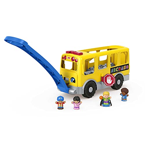 Fisher-Price HCJ13 - Little People Großer Schulbus - mehrsprachige Version, Musikspielzeug zum Schieben und Ziehen mit Smart-Stages-Lerninhalten für Kleinkinder und Vorschulkinder von Fisher-Price