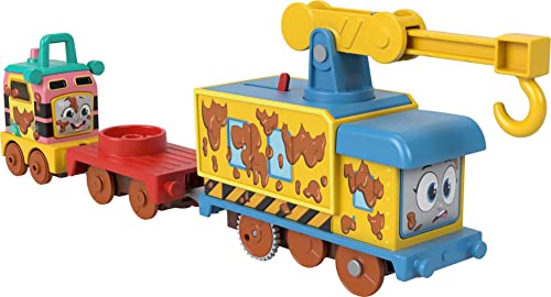 THOMAS & FRIENDS Motorisiertes Spielzeug-Set, Muddy Fix 'em Up Friends Carly der Kran und Sandy die Schiene, Speeder für Vorschule, Pretend Play, Kinder ab 3 Jahren von THOMAS & FRIENDS