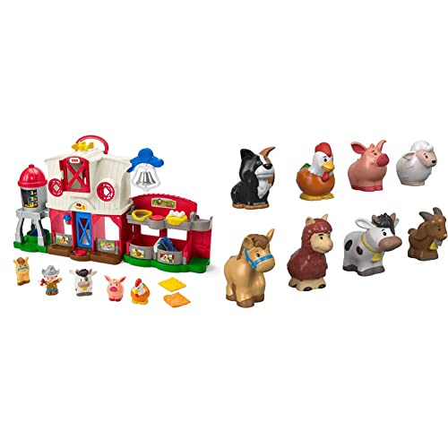 Fisher-Price HHX34 - Little People Bauernhof – interaktives Spielset mit Smart Stages & GFL21 - Little People Bauernhof-Set, 8 süße Tierfiguren für den Bauernhof von Fisher-Price