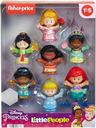 Fisher-Price HJW75 - Little People Disney Princess Spielzeug, Set mit 7 Figuren für Klein- und Vorschulkinder für Rollenspiele ab 18 Monaten von Disney Princess