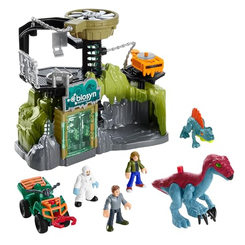 Imaginext Jurassic World Dinosaurierlabor Spielset mit Figuren von Owen Grady, Maisie und Dr. Grant, Therizinosaurus und Dimetrodon, ab 3 Jahren, HPT69 von Fisher-Price