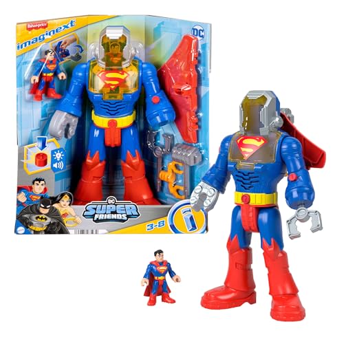 Fisher-Price Imaginext DC Super Friends einsetzbarer Superman mit Exo-Anzug als ca. 30 cm großer Roboter mit Lichtern und Geräuschen, für Kinder ab 3 Jahren, JCT47 von Fisher-Price