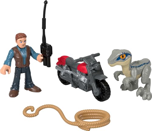 Fisher-Price Imaginext Jurassic World Owen Grady Dinosaurier Spielzeug-Set und blaue Figur für Vorschulspiele ab 3 Jahren von Fisher-Price