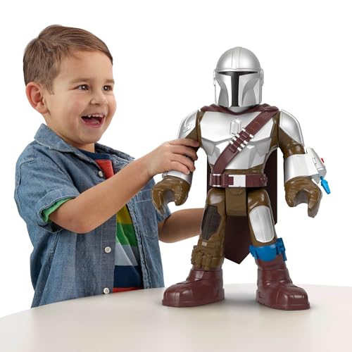 Fisher-Price Imaginext STAR WARS Spielzeug XXL The Mandalorian-Figur, ca. 42 cm große, bewegliche Figur mit Starter für Kinder ab 3 Jahren, HXT20 von Fisher-Price