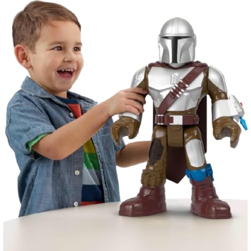 Fisher-Price Imaginext STAR WARS Spielzeug XXL The Mandalorian-Figur, ca. 42 cm große, bewegliche Figur mit Starter für Kinder ab 3 Jahren, HXT20 von Fisher-Price