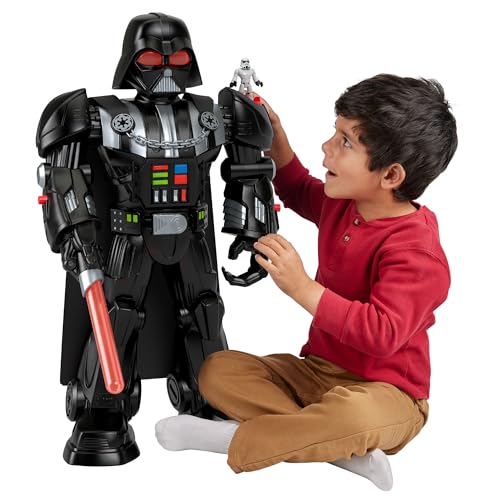 Fisher-Price Imaginext STAR WARS Darth Vader-Bot, ca. 60 cm großes Spielzeug, Lichter, Geräusche und Sturmtruppler Die-Cast Figurenschlüssel, ab 3 Jahren, HXG51 von Fisher-Price