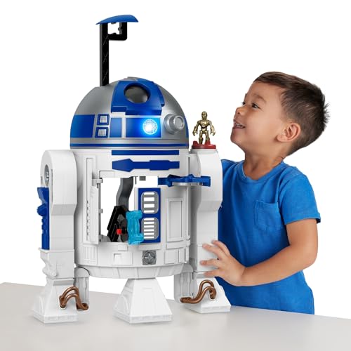 Fisher-Price Imaginext STAR WARS-Spielzeug R2-D2 (ca. 44 cm hoch) mit Lichtern, Geräuschen und Die-Cast-Figurenschlüssel C-3PO, für Kinder ab 3 Jahren, HXG52 von Fisher-Price