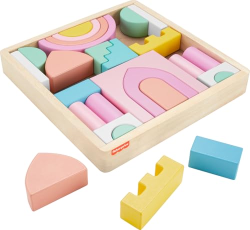 Fisher-Price Kleinkind Stapelspielzeug Holz Schloss Block Set, 28 Holzteile für Kinder ab 2 Jahren von Fisher-Price