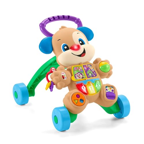 Fisher-Price Lachen und Lernen Lauflernhilfe für erste Schritte, Lauflernhilfe mit Lichtern und Geräuschen, Lernspielzeug für Babys + 6 Monate, spanische Version + Portugiesisch + Italienisch + von Fisher-Price