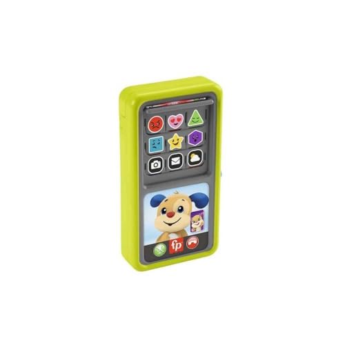 Fisher-Price Lernspaß 2-in-1 Smartphone - Spielzeugtelefon mit Lichtern und 75+ Liedern, mit Lernspaß-Hündchen und Hundefreundin Zahlen und Formen lernen, Version: Französisch, HNL44 von Fisher-Price